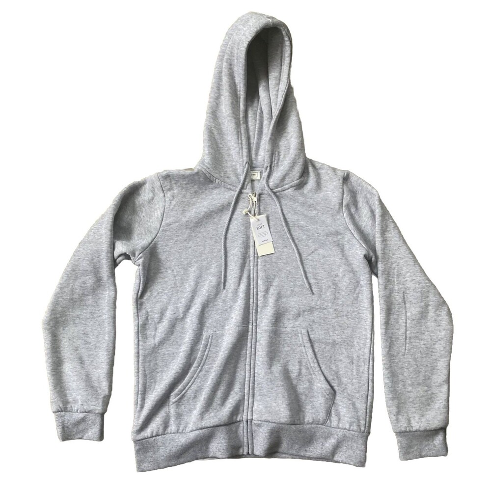 Reflex Women's Fleece Zip-Up Hoodie Jacket JK244 Grey Soft Size Large New W Tags